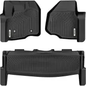 OEDRO Floor Mats for 2012-2016 Ford F250/F350/F450 SuperCrew/Crew Cab, Black TPE All-Weather Guard Liner Set