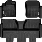 OEDRO Floor Mats for 2014-2021 Toyota Tundra CrewMax Cab with Coverage Under 2nd Row Seat, All Weather Guard Full Set Liners