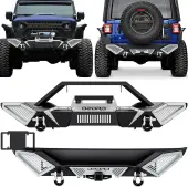 OEDRO Front Rear Bumper for 2018-2025 Jeep Wrangler JL & Unlimited JLU (2/4 Doors), w/D-Rings & Winch Plate Mounting