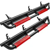 OEDRO Running Boards for 2021-2024 Ford Bronco 4 Door, Black & Red Truck Side Steps w/Paintable Plates