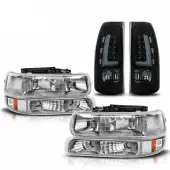 YITAMOTOR® For 1999-2002 Chevy Silverado 1500 2500 3500 Headlights + LED Tail Lights