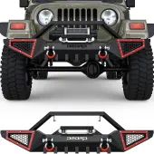 OEDRO Front Bumper for 1987-2006 Jeep Wrangler TJ & YJ & LJ, Full Width Off Road with D-Rings & Winch Plate