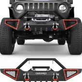 OEDRO Front Bumper for 2018-2025 Jeep Wrangler JL & Unlimited JLU (2/4 Doors), 2020-2025 Gladiator JT,with Winch Plate Mounting & 2 x D-Rings