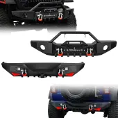YITAMOTOR® Front Rear Bumper for 2018-2025 Jeep Wrangler JL，w/ Winch Plate & 2 × D-Rings & Fog Holes