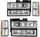 YITAMOTOR® 1994-1999 Chevy C/K 1500 2500 3500 LED DRL Headlights Assembly with Corner Light Chrome Housing