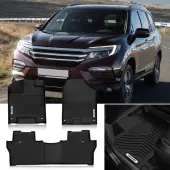 OEDRO Floor Mats for 2016-2022 Honda Pilot, Unique Black TPE All-Weather Guard Front, Rear, Full Set Liners