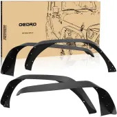 OEDRO 4 PCS Flat Front & Rear Fender Flares for 2018-2025 Jeep Wrangler JL & JLU (2 Door/4 Door), Off-Road Metal Steel Wheel Flares Liner