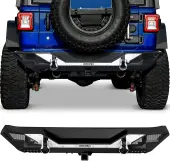OEDRO Rear Bumper for 2018-2025 Jeep Wrangler JL & Unlimited JLU (2/4 Doors), Full Width Bumper w/D-Rings & Hitch Receiver & Reflective Armor