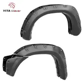YITAMOTOR® Fender Flares, Compatible with 2012-2015 Toyota Tacoma (73.5"" Long Bed), Textured Black Finish Pocket Rivet Style Front & Rear Wheel Flares