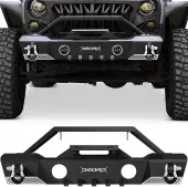 OEDRO Stubby Front Bumper for 2007-2018 Jeep Wrangler JK & JKU, Off-Road Bumper w/Fog Light Hole & D-Rings & Winch Plate