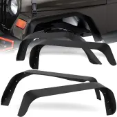 OEDRO Flat Fender Flares for 1997-2006 Jeep Wrangler TJ & LJ, 4 PCS Set Off-Road Front & Rear Wheel Flares