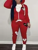LW Heart Print Kangaroo Pocket Tracksuit Set