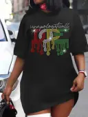 LW Plus Size Rhinestone Dope Letter T-shirt Dress 5X