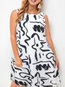 LW BASICS Plus Size Graffiti Print Cami A Line Dress 5X
