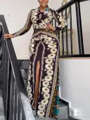 LW Plus Size Sunflower Print High Split Dress 0X