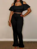 LW Plus Size Crop Top Cut Out Skinny Pants Set 3X