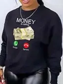 LW Plus Size Money Letter Print Sweatshirt 0X