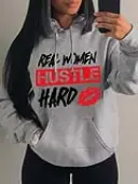 LW Plus Size Pocket Design Lip Letter Print Hoodie 3X
