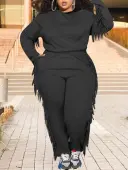 LW Plus Size Hooded Collar Tassel Design Pants Set 4X