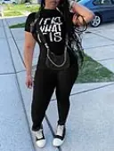 LW Letter Print Skinny Jumpsuit