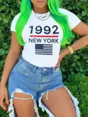 LW American Flag Letter Print T-shirt