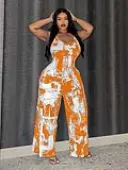 LW Plus Size Cami Print Wide Leg Jumpsuit 5X
