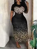 LW Plus Size Leopard Heart Print Bodycon Dress 2X