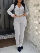 LW Crop Top Side Pocket Drawstring Pants Set