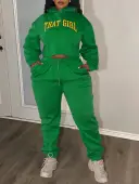 LW BASICS Plus Size Crop Top Letter Print Tracksuit Set 4X