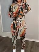 LW Plus Size Bandage Design Pattern Mixed Print Two-piece Pants Set 5X
