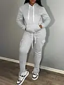 LW Kangaroo Side Pocket Drawstring Tracksuit Set
