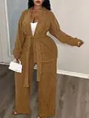 LW BASICS Plus Size Solid Color Two-piece Pants Set 1X