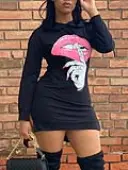LW Pattern Lip Print Mini Dress