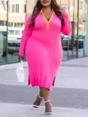 LW Plus Size Patchwork Color Contrast Dress 3X