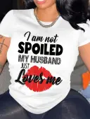 LW Pattern Letter Lip Print T-shirt