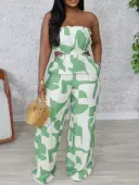 LW Plus Size Pattern Geometric Jumpsuit 2X