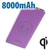 Calitronics instaCHARGE 8000mAh DualUSB Power Bank with Qi Wireless + Lightning/USB micro Cable Purple by Calitronics