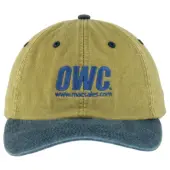 OWC Baseball Cap. Embroidered with the OWC logo atop our website address. Tan hat w/ bluegrey brim. New, by Other World Computing