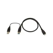 0.5 Meter (21) USB 3.0 MicroB to dual USB 3.0 cable for external hard drives (Y cable). Black. New, by Other World Computing