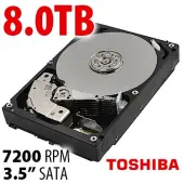 8.0TB Toshiba Surveillance Class 3.5inch SATA 6.0Gb/s 7200RPM Hard Drive Used, by Toshiba