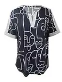 LW V Neck Abstract Print T-shirt