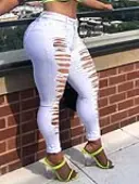 LW Mid Waist High Stretchy Ripped Solid Skinny Jeans