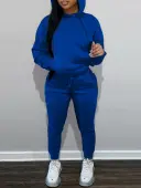 LW Hooded Collar Kangaroo Pocket Tracksuit Set