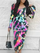 LW Tie Dye Rib Knit Bodycon Dress