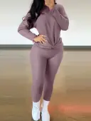 LW BASICS Plus Size Twist Front Regular Fit Pants Set 2X
