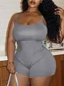 LW BASICS Plus Size Rib Knit Cami Romper 4X