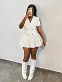 LW Patchwork Solid Color Mini Dress