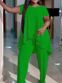 LW Plus Size Solid Color Two-piece Pants Set 1X
