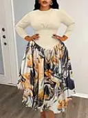 LW BASICS Plus Size Color Contrast Dress 2X