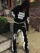 LW Men Pattern Letter Two-piece Pants Set